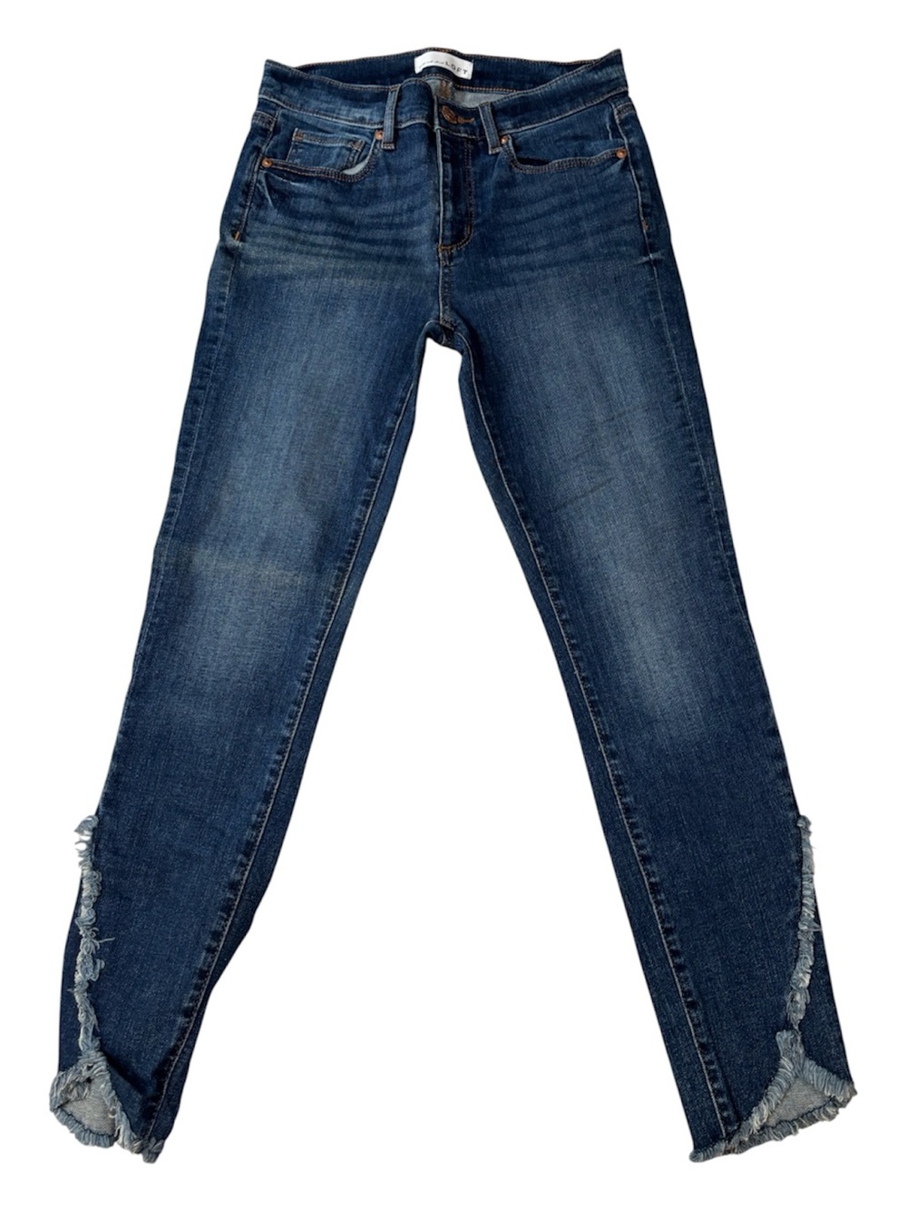 LOFT Jeans, Frayed Scallop Denim, Distressed Side Frayed Hem, Size 4, W27